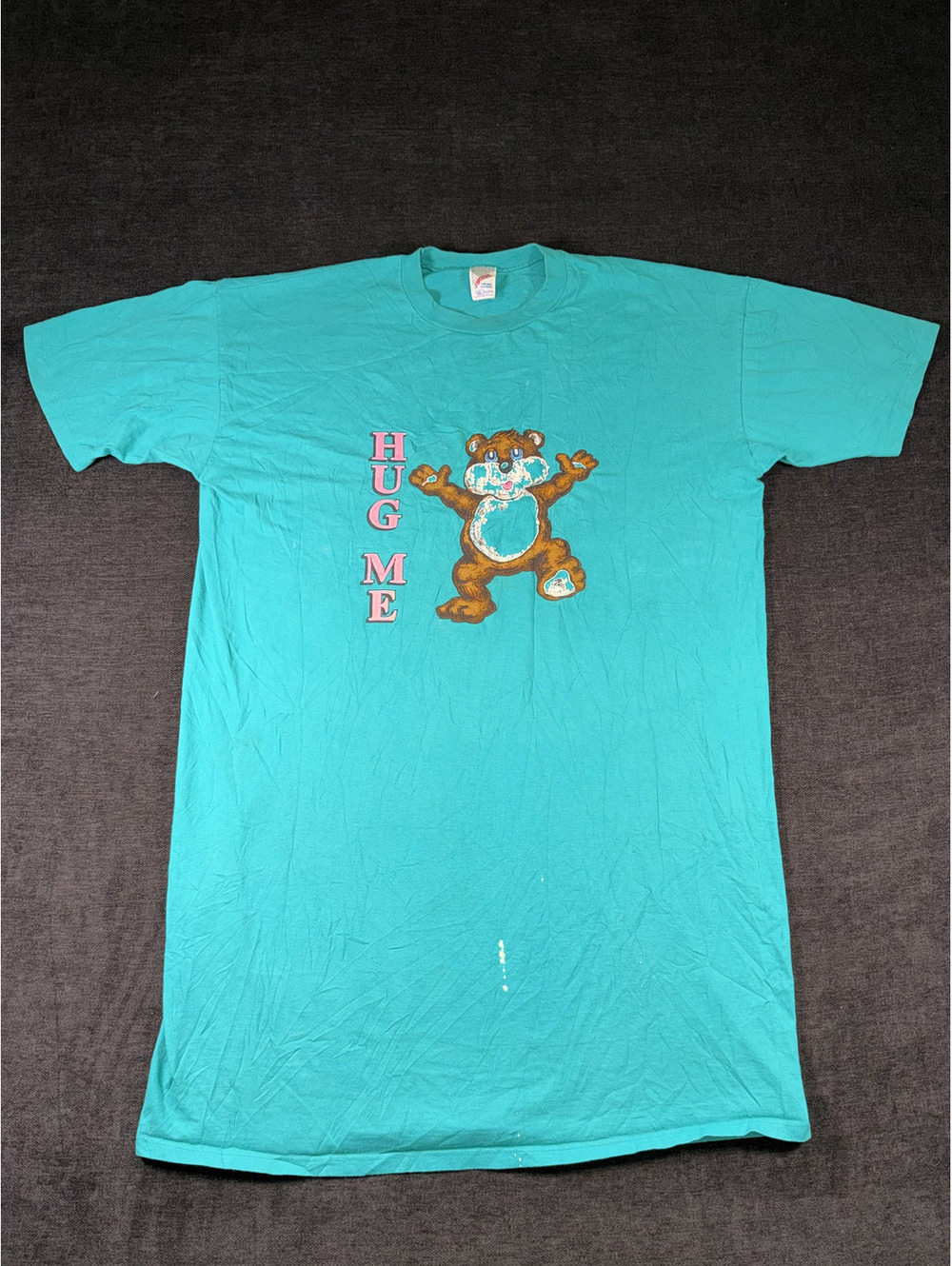 Vintage Jerzees Teal 'Hug Me' Bear Graphic T-Shirt One Size Fits Most